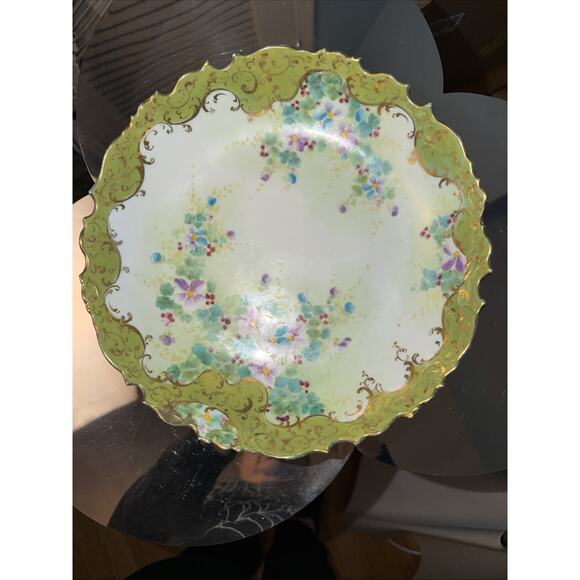 Limoges Other - Antique Limoges porcelain bowl with a Gold Rim, scalloped Edges, Floral Design